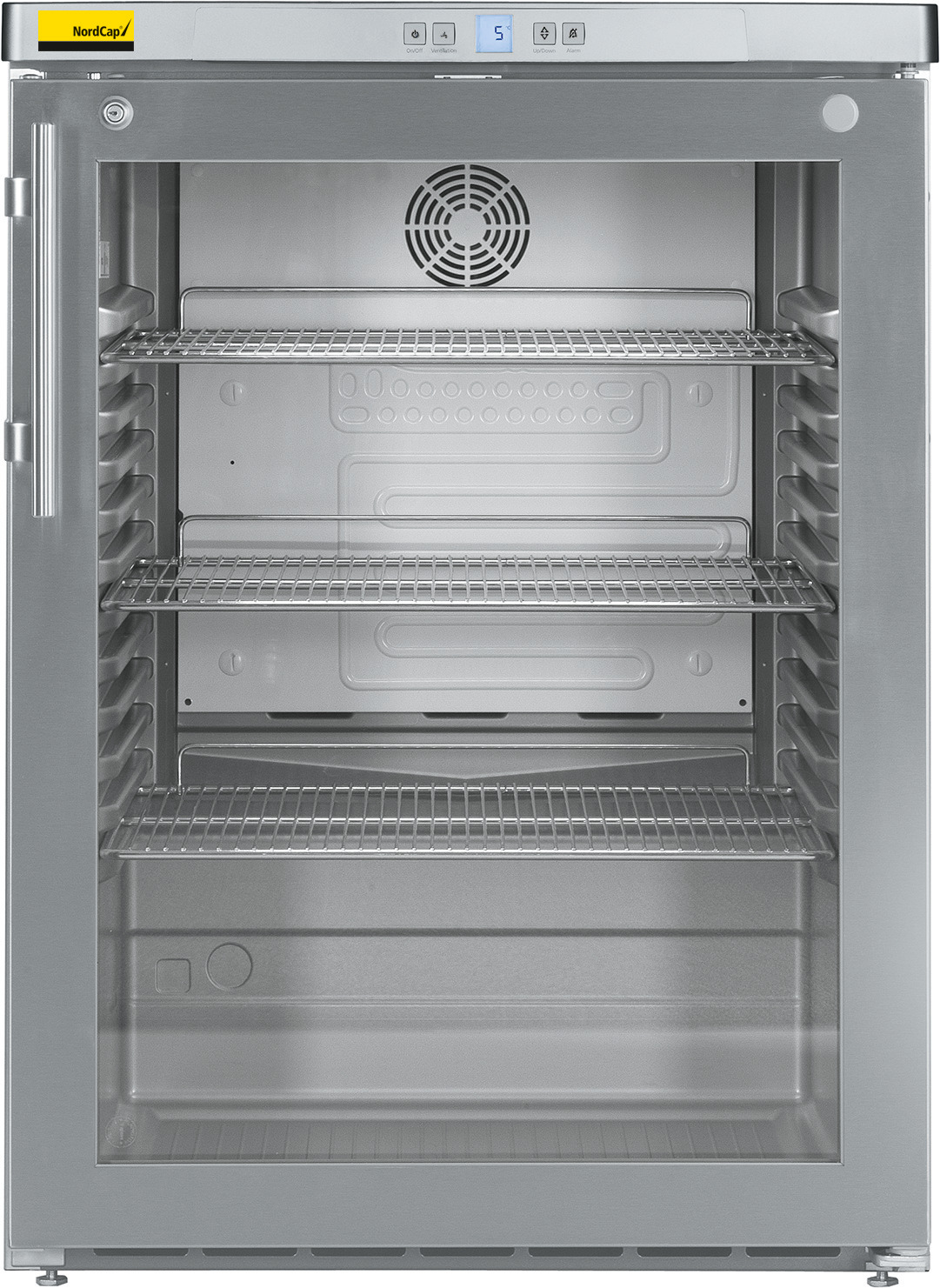 Umluft-Glastürenkühlschrank 141,00 l /  außen CHR/grau