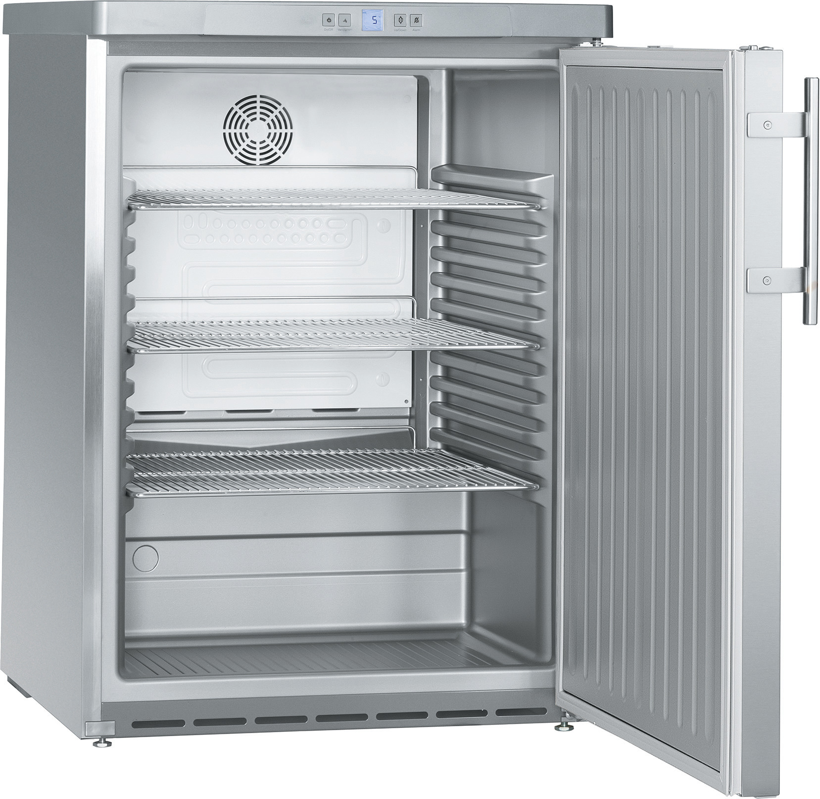 Umluft-Kühlschrank 141,00 l /  mit Volltür / außen CHR/grau