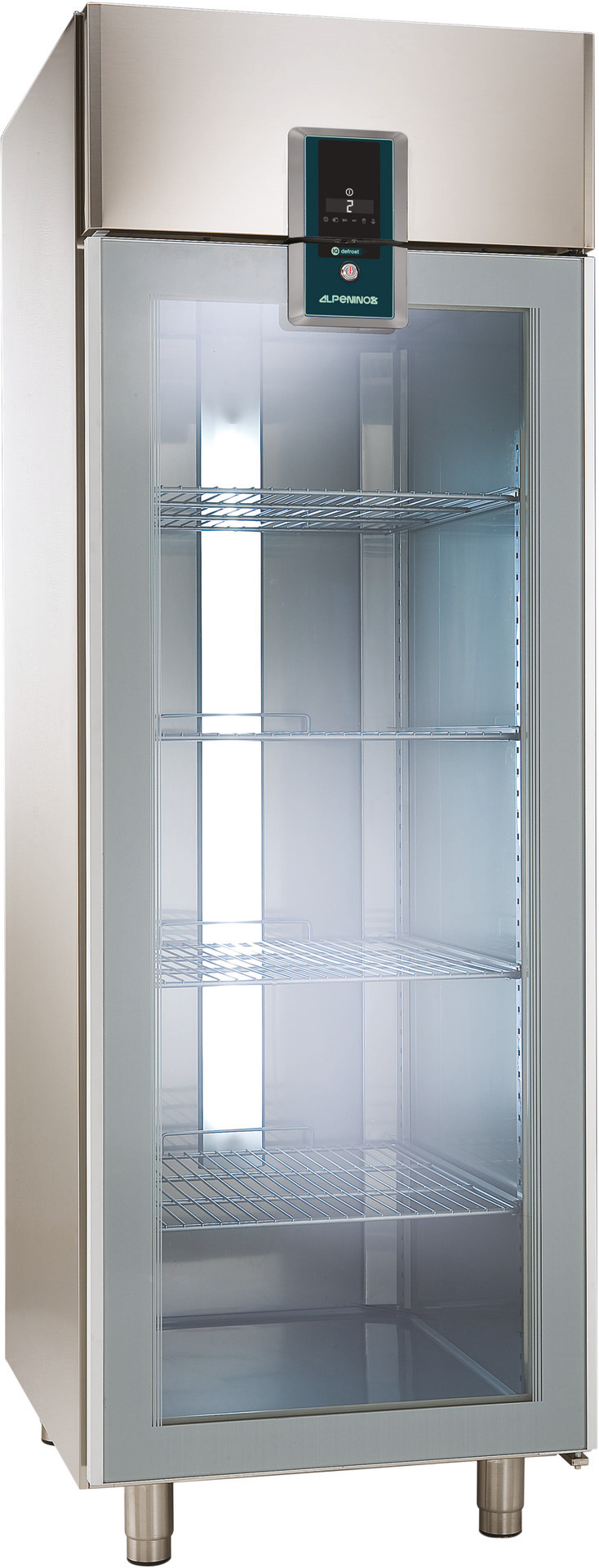 Umluft-Glastürtiefkühlschrank 670,00 l  / für GN 2/1 / Edelstahl /zentralgekühlt