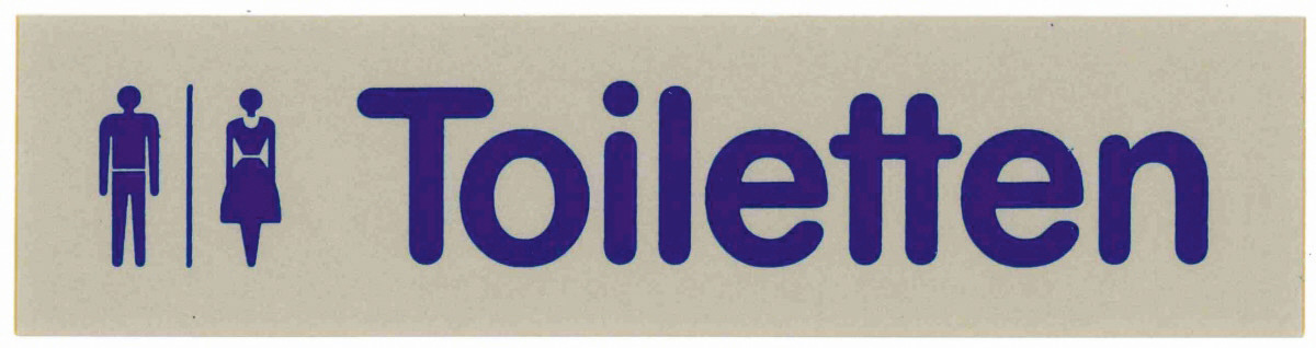 Schild "Toiletten" selbstklebend  160 x 40 mm blaue Schrift