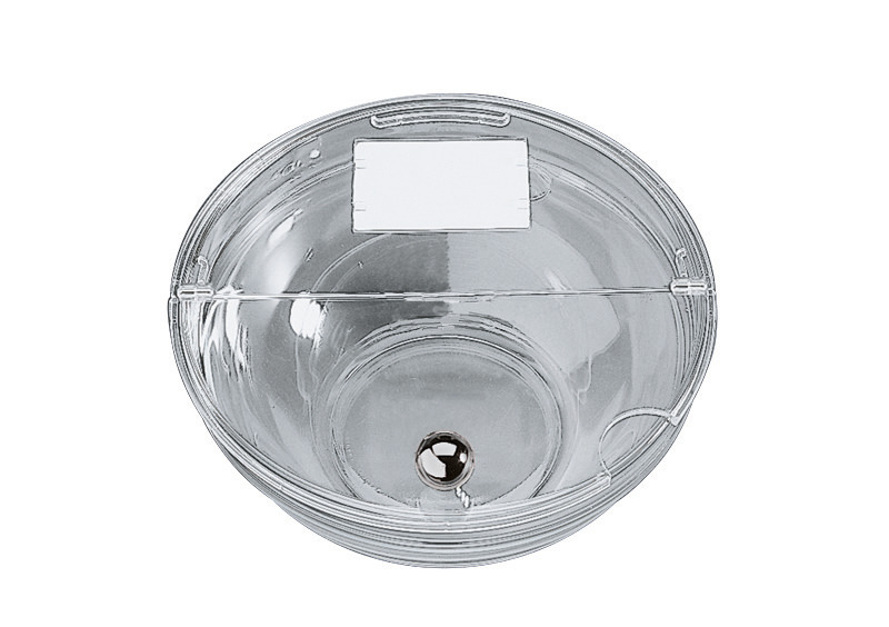 Schutzdeckel glasklar klappbar 235 mm verchromter Griff + Beschriftungsschild