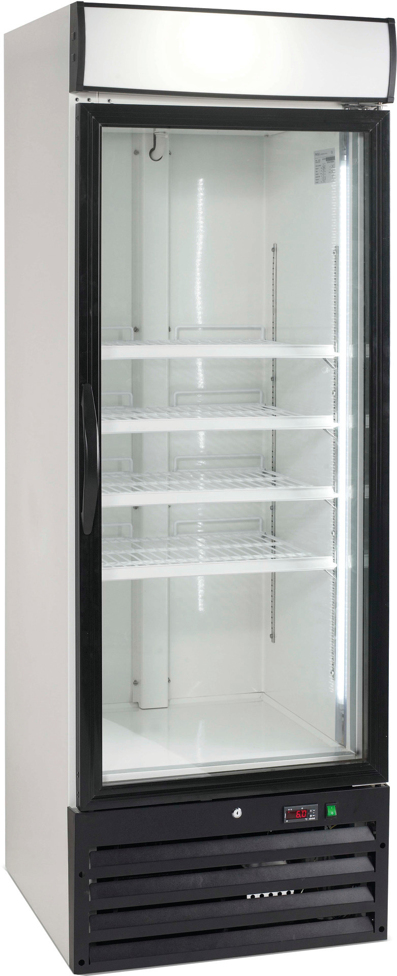 Umluft-Glastürtiefkühlschrank 444,00 l  / mit beleuchtetem Werbe-Display