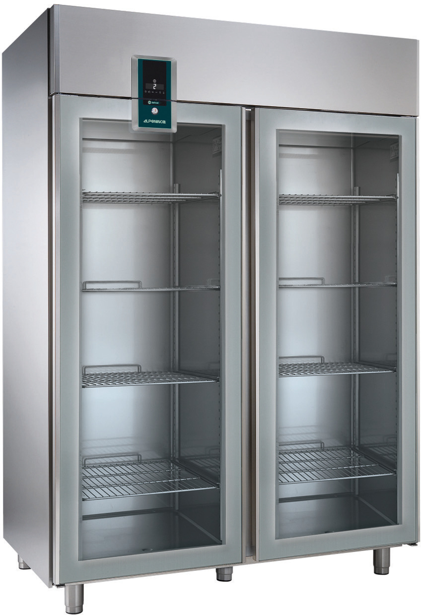 Umluft-Glastürenkühlschrank 1430,00 l /  für GN 2/1 / Edelstahl / zentralgekühlt