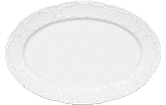 Platte oval mit Fahne 360 x 241 mm