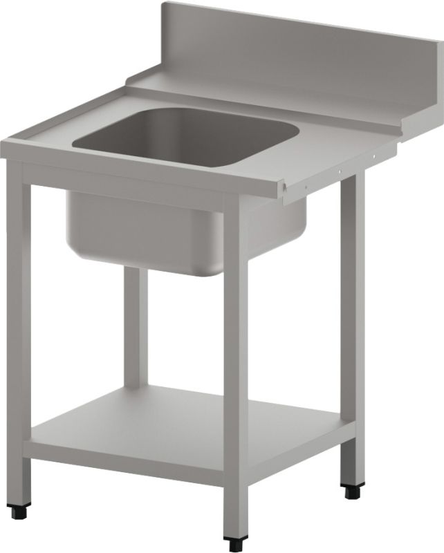 Zulauftisch links mit Becken und Ablagebord, 1200 mm