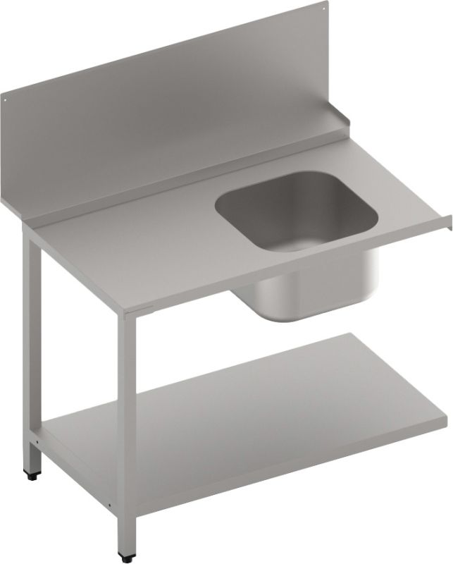 Zulauftisch rechts mit Becken und Ablagebord - 1100 mm