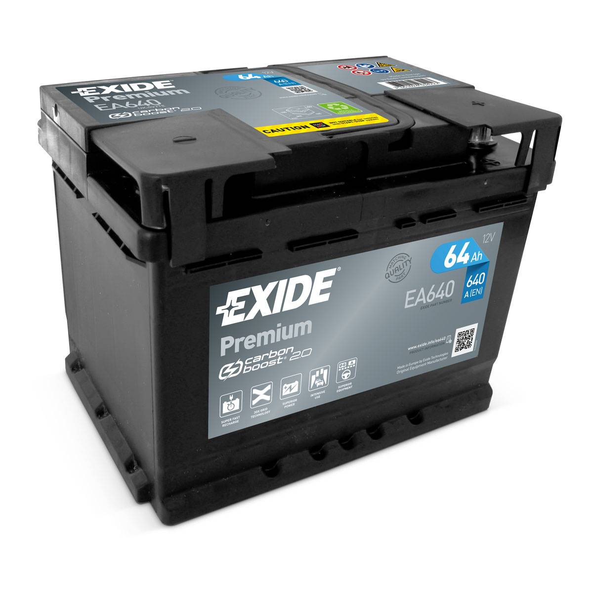 Exide EA640 Premium Carbon Boost 12V 64Ah 640A Autobatterie