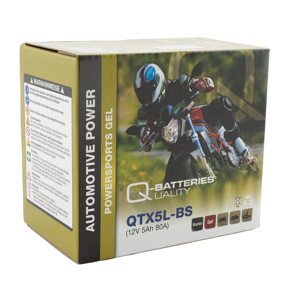Q-Batteries QTX5L-BS Gel Motorradbatterie 12V 4,5Ah 70A QTX5L-4 50412