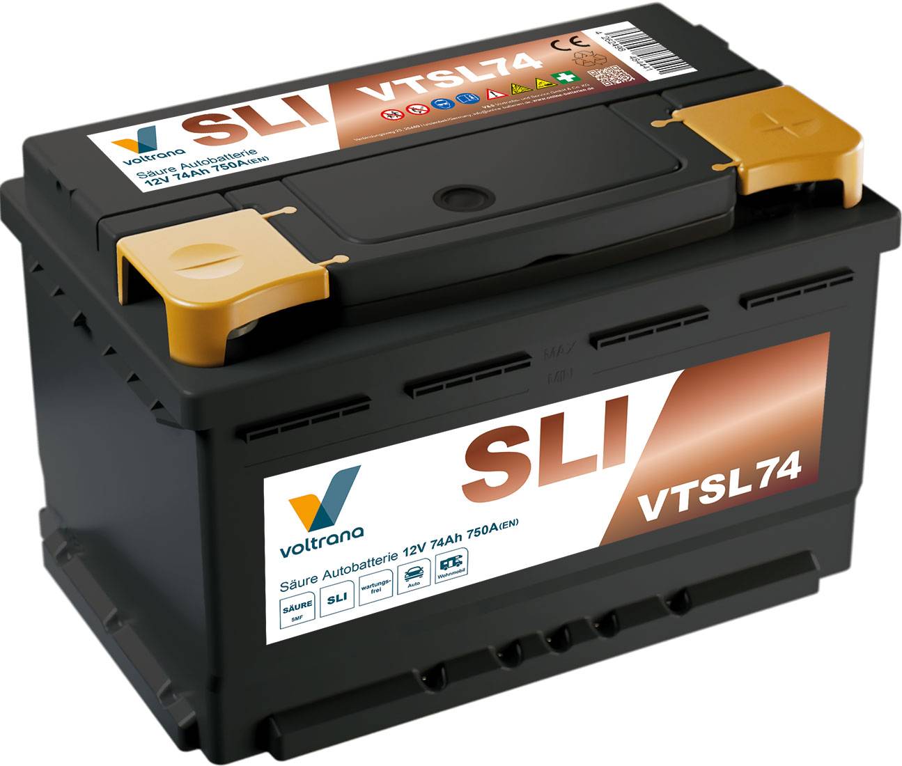 Voltrana Säure SLI Autobatterie 74Ah 12V 750A VTSL74