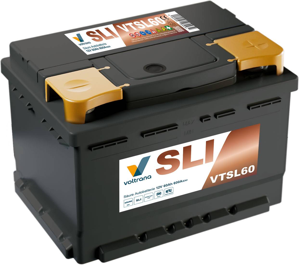 Voltrana Säure SLI Autobatterie 60Ah 12V 600A VTSL60