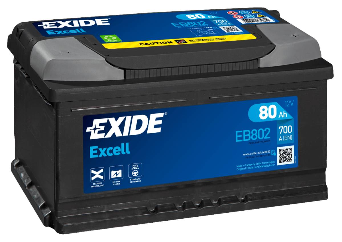 Exide EB802 Excell 12V 80Ah 700A Autobatterie