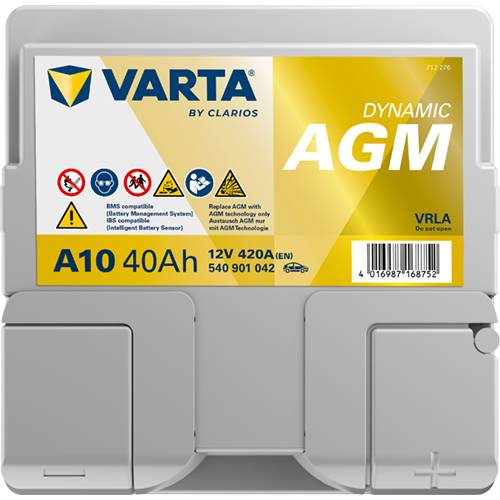 VARTA A10 Dynamic AGM 12V 40Ah 420A Autobatterie Start-Stop 540 901 042