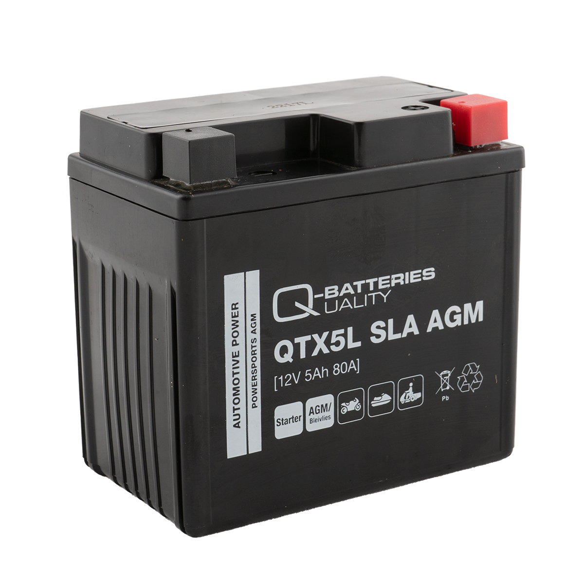 Q-Batteries QTX5L SLA AGM Motorradbatterie 12V 4Ah 60A