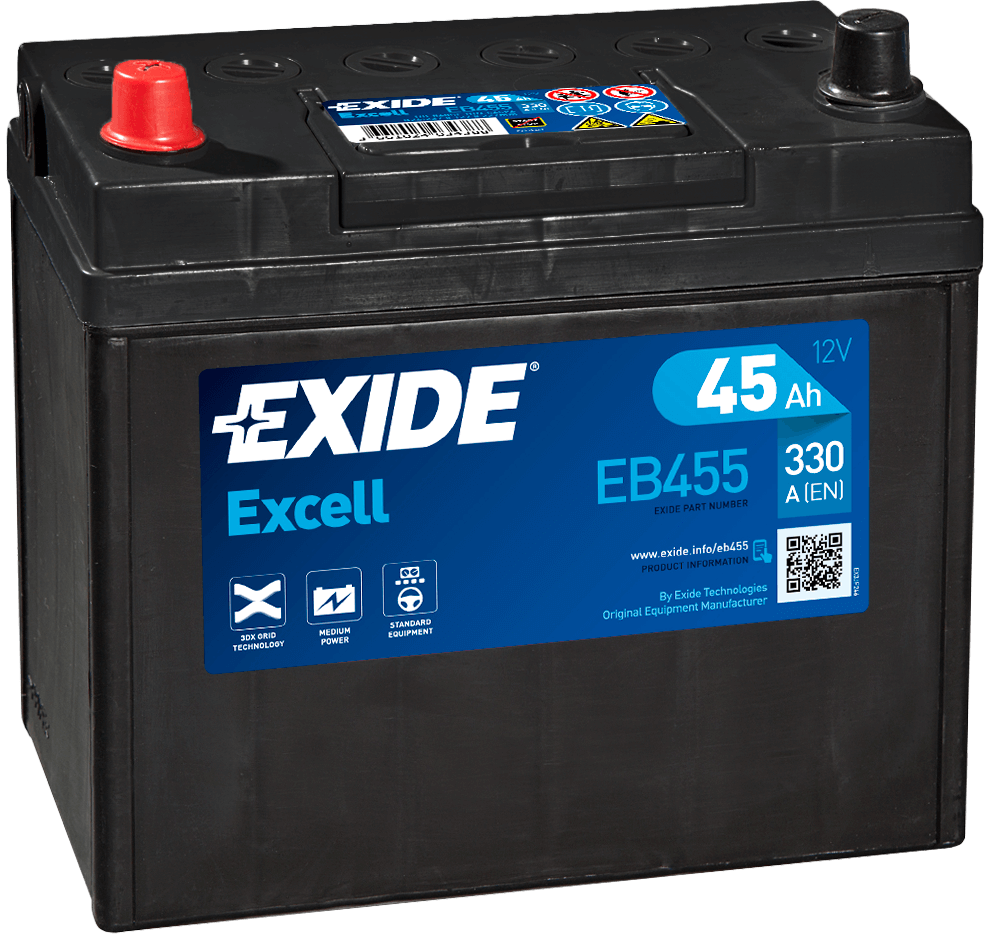 Exide EB455 Excell 12V 45Ah 300A Autobatterie