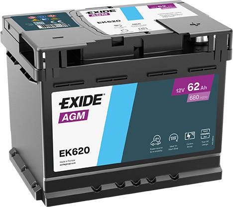 Exide EK620 Start-Stop AGM 12V 62Ah 680A Autobatterie