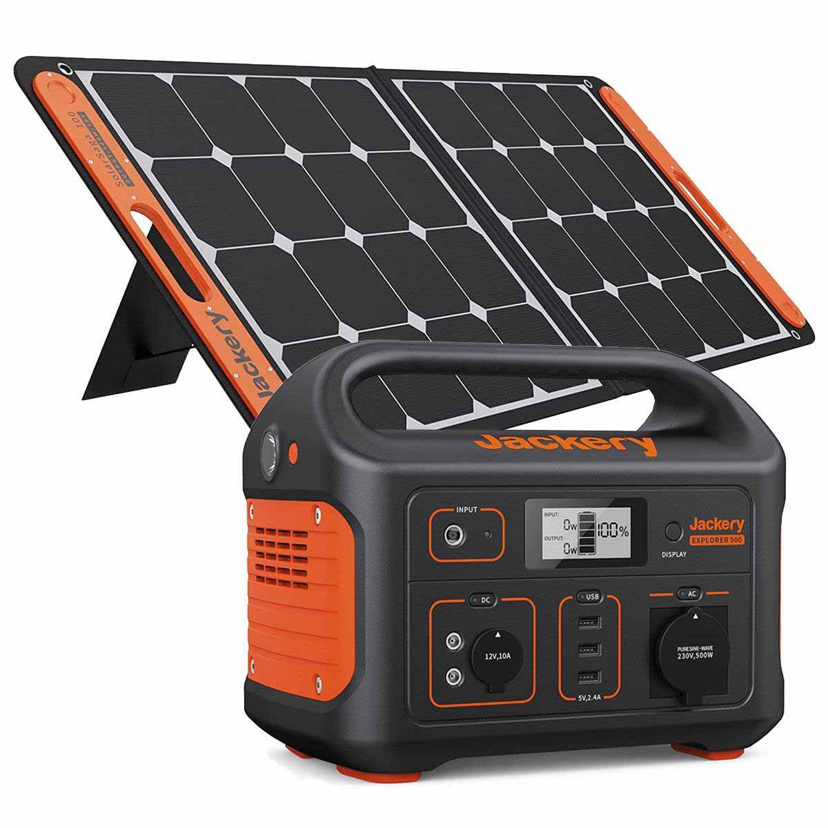 Jackery Explorer 500 500W Portable Powerstation mit SolarSaga 100W Solar Panel