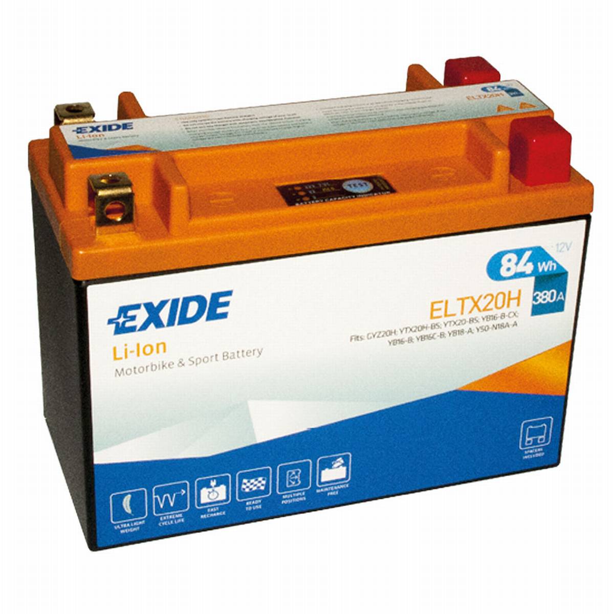 Exide ELTX20H Li-Ion Lithium Motorradbatterie 12V 7Ah 380A