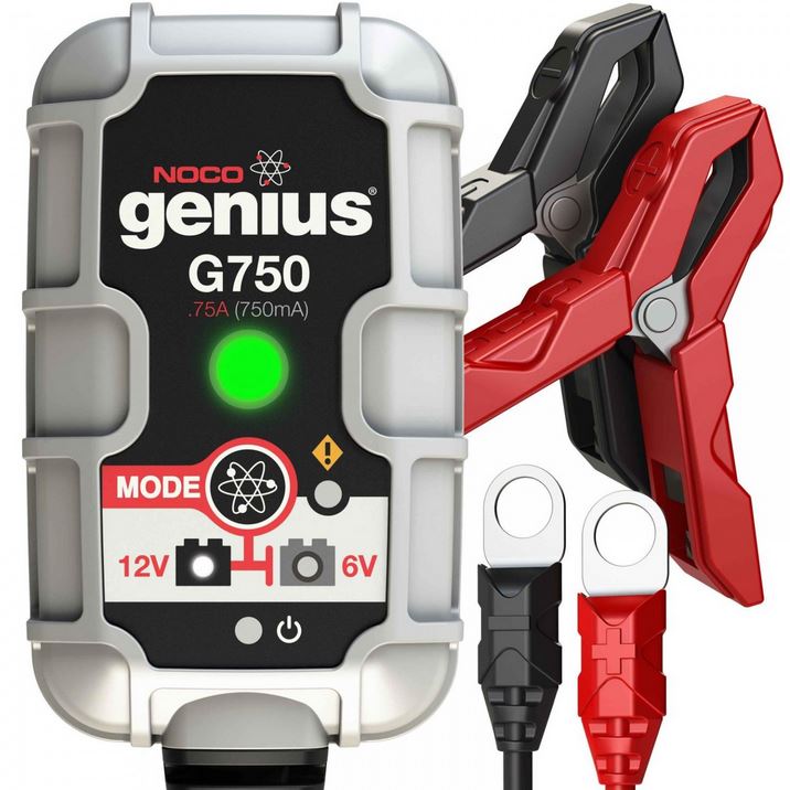 Noco Genius G750 EU Batterie-Ladegerät  6/12V 0,75A für Bleiakkus bis 30Ah mit Krokodilklemmen und Kabelschuhen