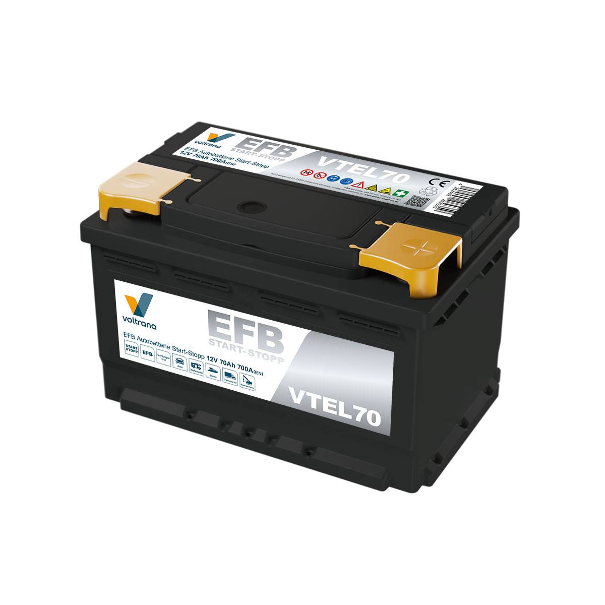 Voltrana EFB Autobatterie Start-Stopp 70Ah 12V 700A VTEL70