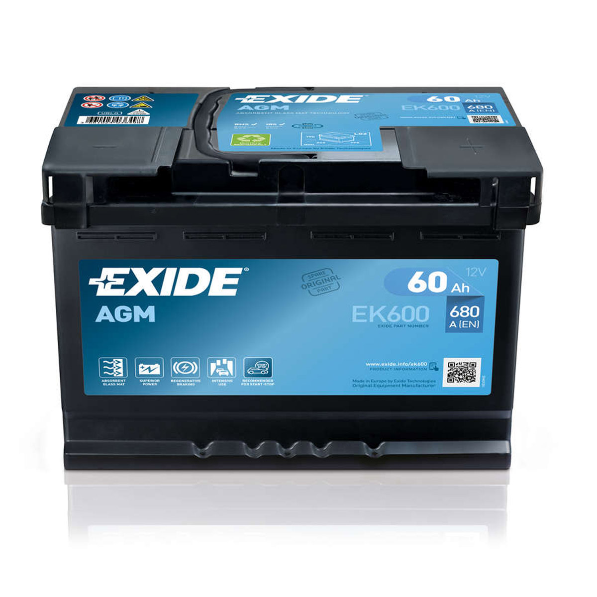 Exide EK600 Start-Stop AGM 12V 60Ah 680A Autobatterie