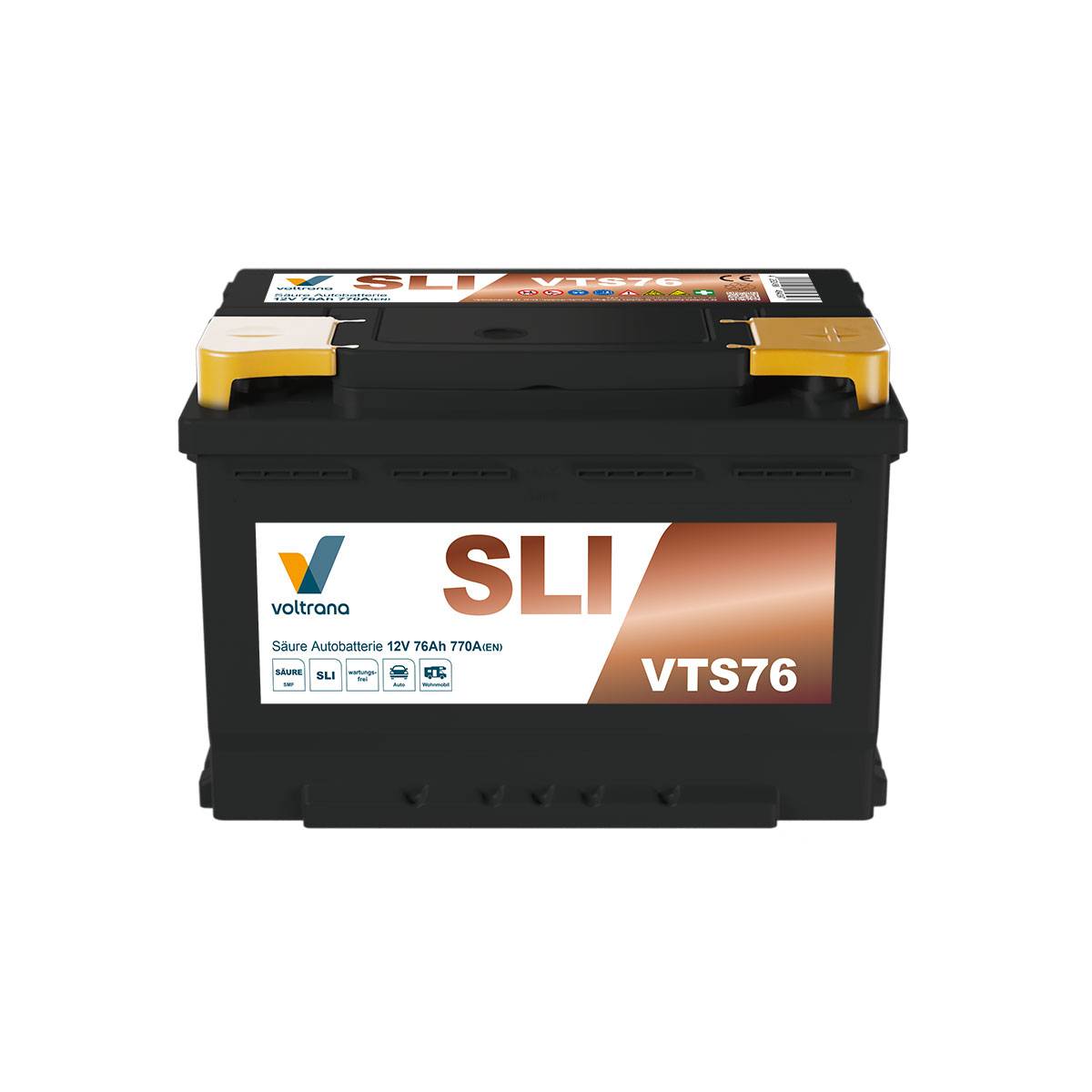 Voltrana Säure SLI Autobatterie 76Ah 12V 770A VTS76