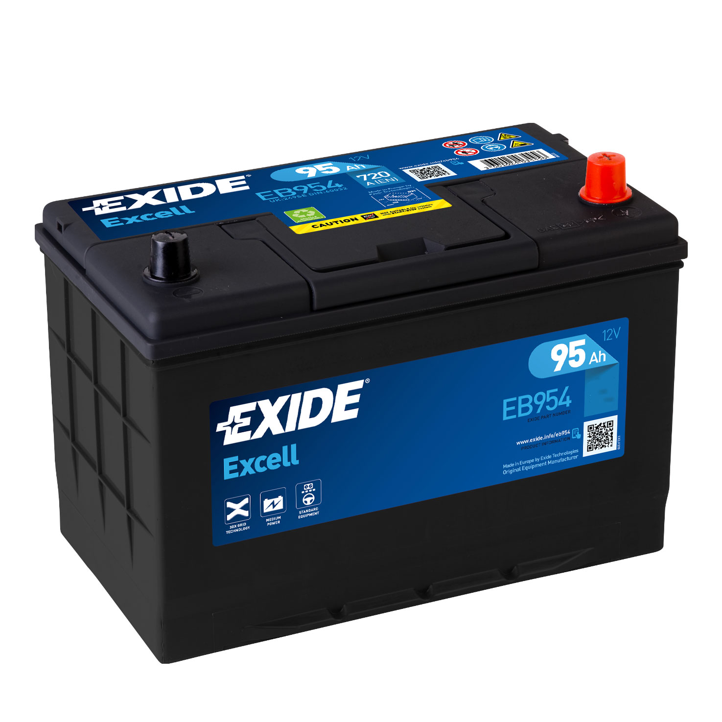 Exide EB954 Excell 12V 95Ah 760A Autobatterie