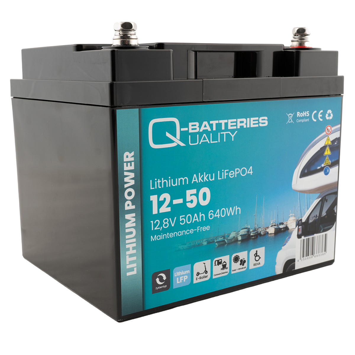 Q-Batteries Lithium Akku 12-50 12,8V 50Ah 640Wh LiFePO4 Batterie  