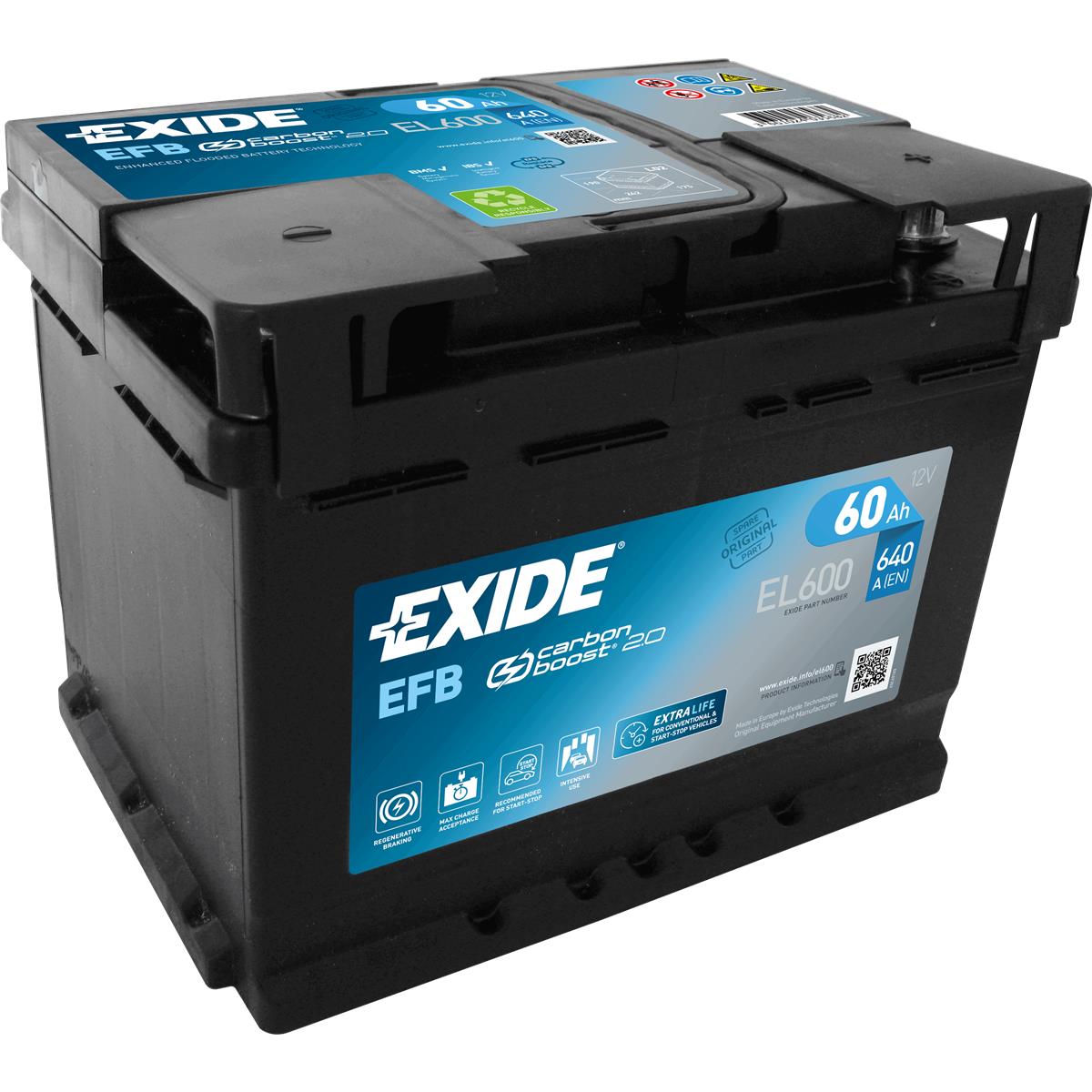 Exide EL600 Start-Stop EFB 12V 60Ah 640A Autobatterie