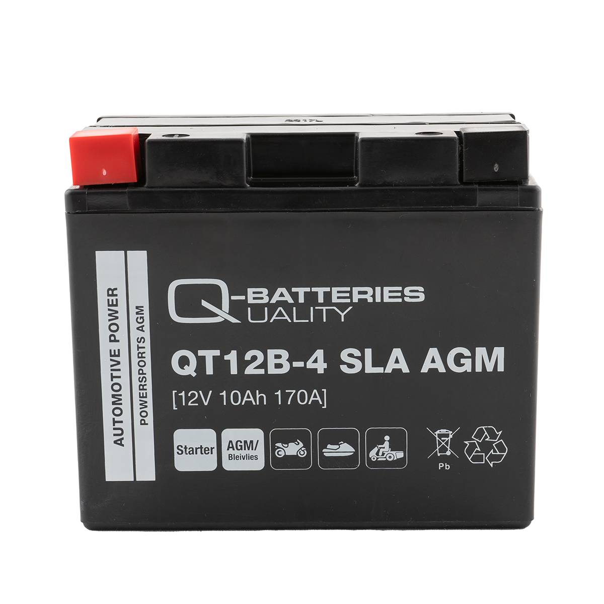 Q-Batteries QT12B-4 AGM Motorradbatterie 12V 10Ah 170A