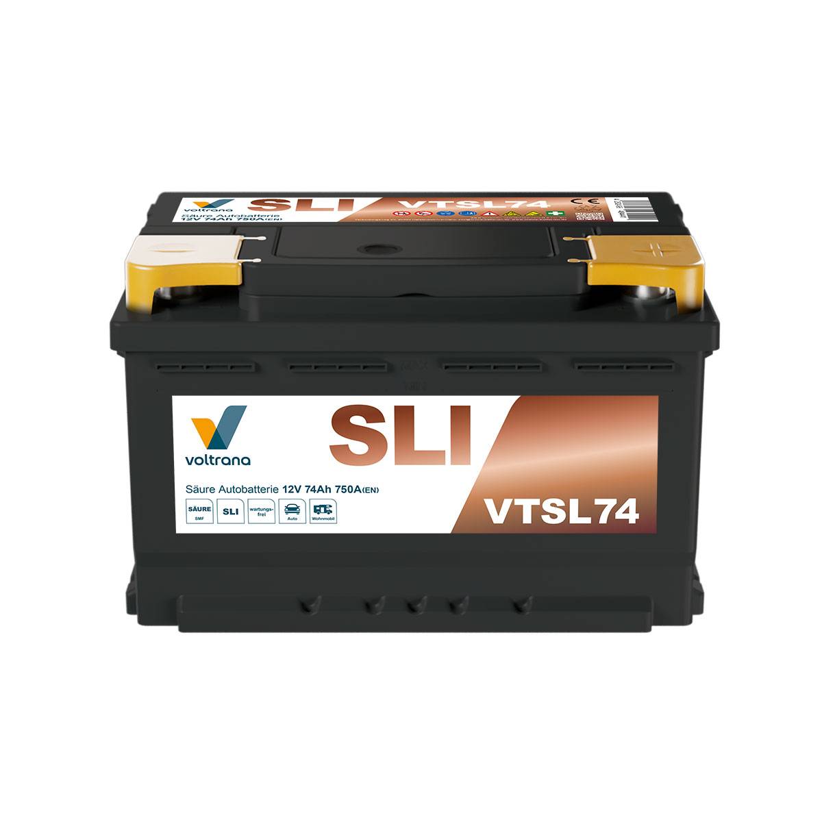 Voltrana Säure SLI Autobatterie 74Ah 12V 750A VTSL74