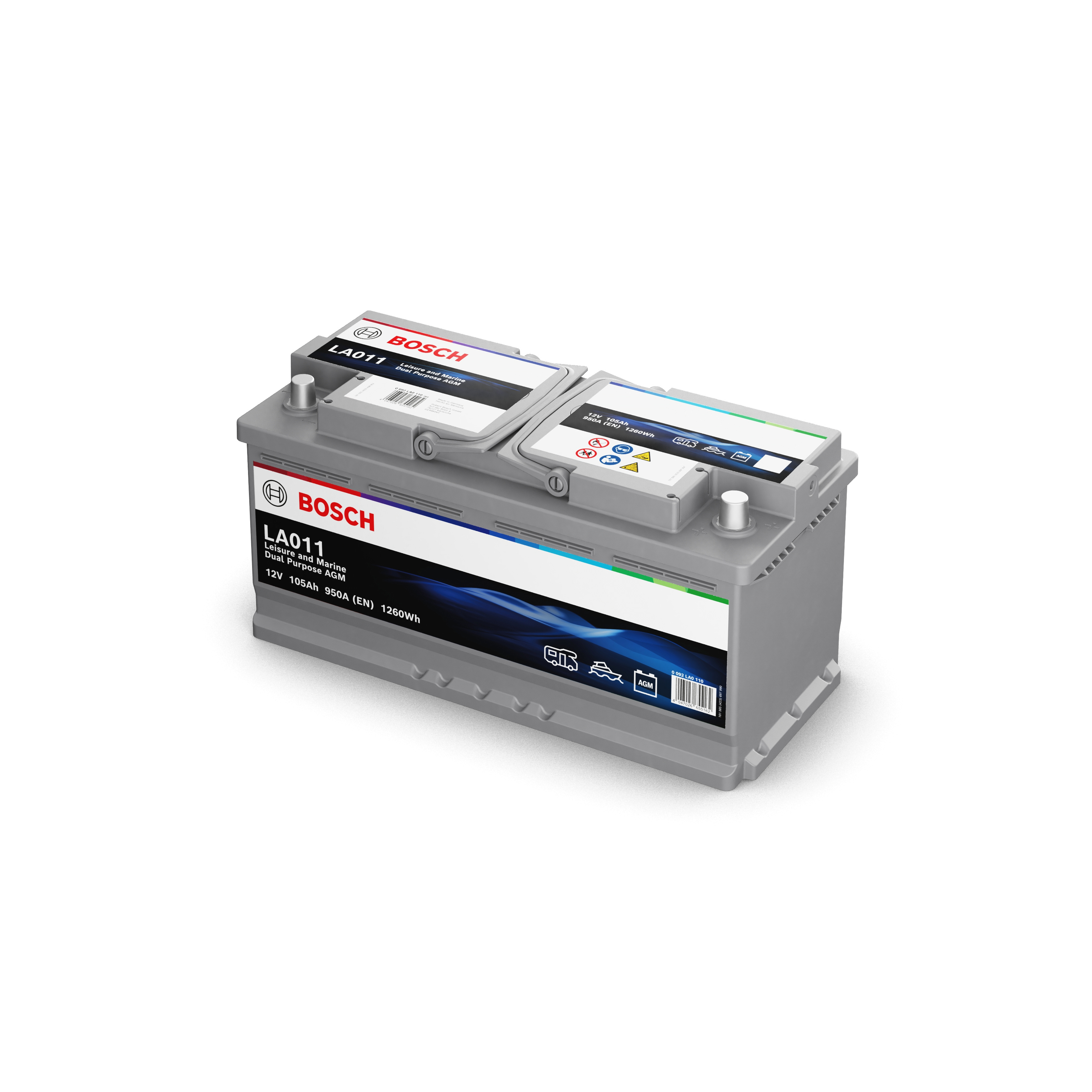 Bosch LA011 Dual AGM Starter-, Versorgungsbatterie 12V 105Ah 950A