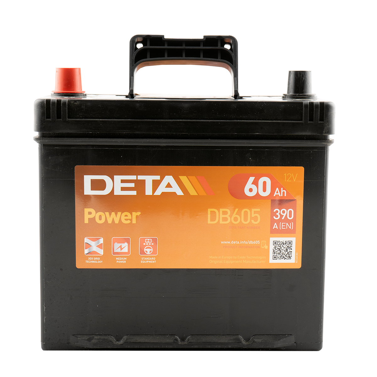 DETA DB605 Power 12V 60Ah 390A Autobatterie