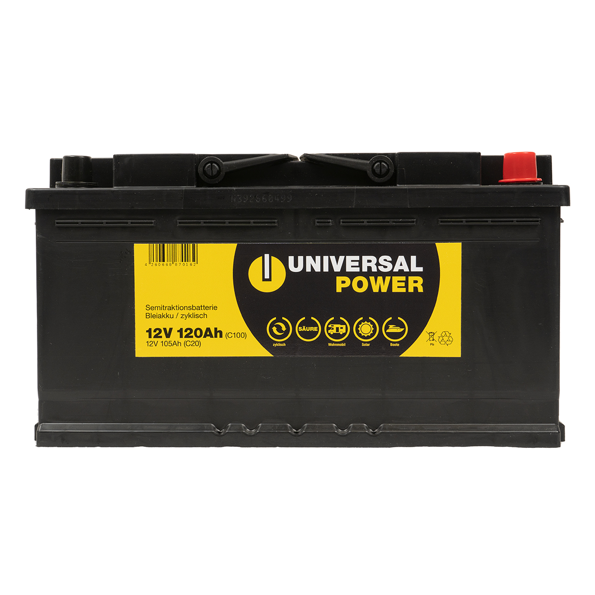 Universal Power Semitraktion UPA12-120 12V 120Ah (C100) Solar Batterie Wohnmobilbatterie zyklenfest