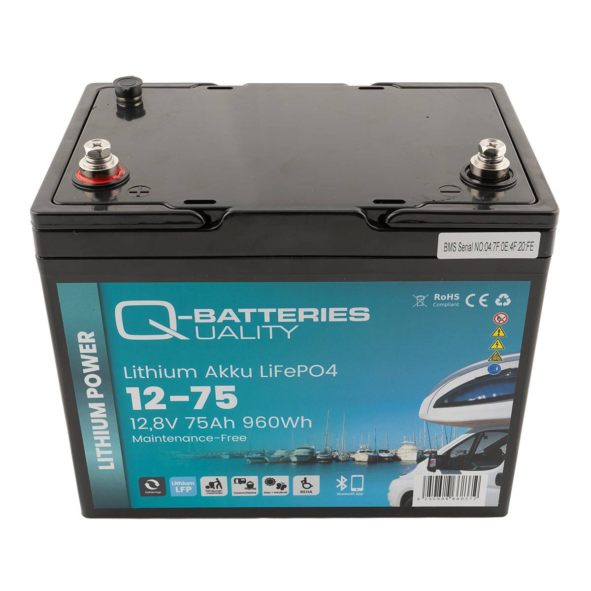 Q-Batteries Lithium Akku 12-75 12,8V 75Ah 960Wh LiFePO4 Batterie mit Bluetooth