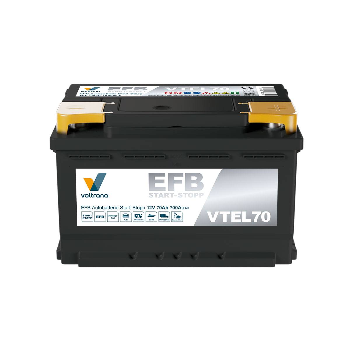 Voltrana EFB Autobatterie Start-Stopp 70Ah 12V 700A VTEL70