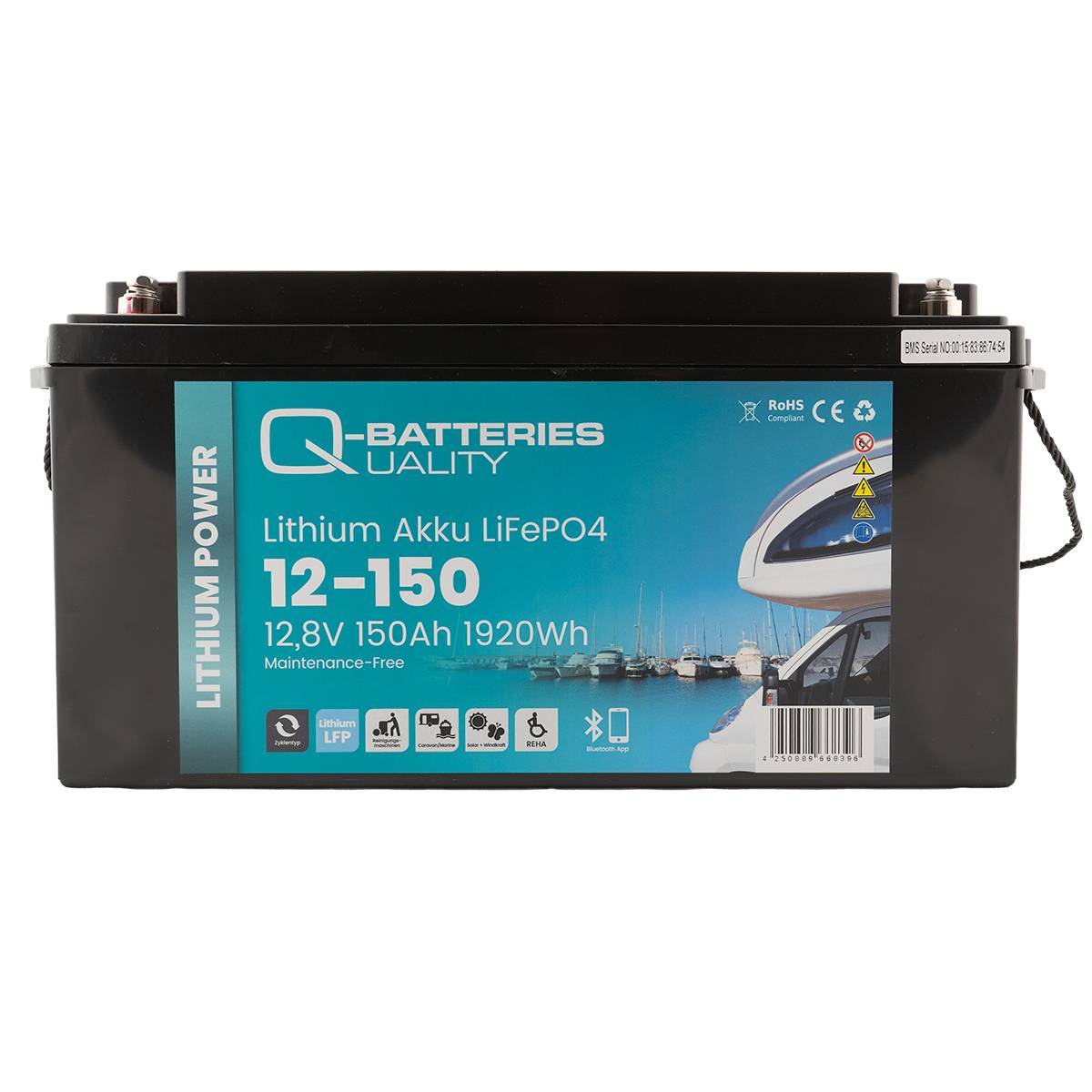 Q-Batteries Lithium Akku 12-150 12,8V 150Ah 1920Wh LiFePO4 Batterie mit Bluetooth
