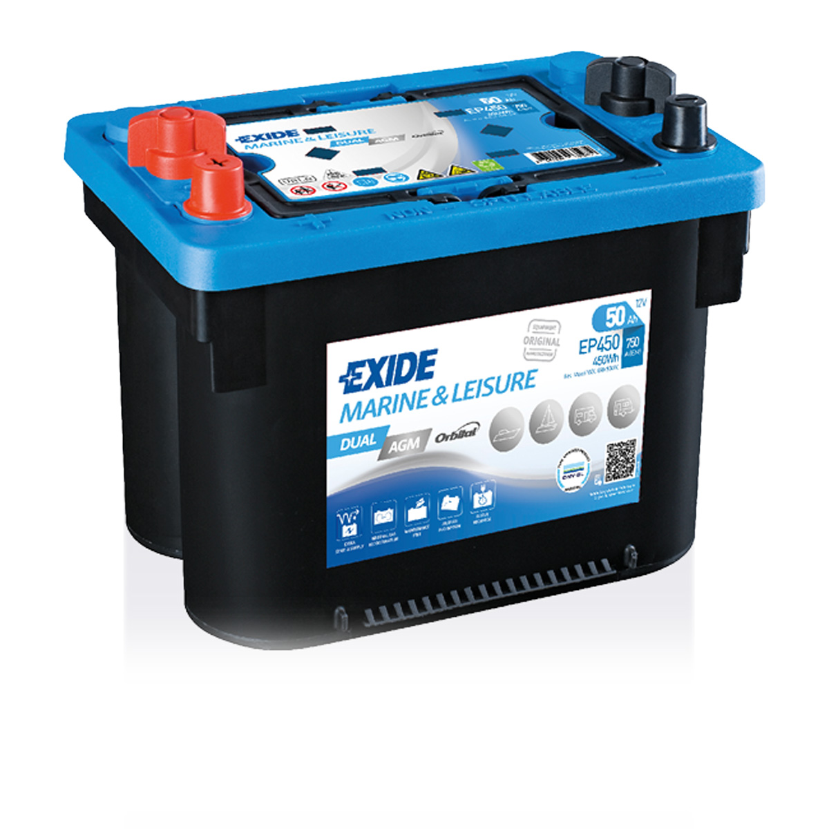 Exide EP450 Dual AGM Versorgungsbatterie Starterbatterie 12V 50Ah 450Wh