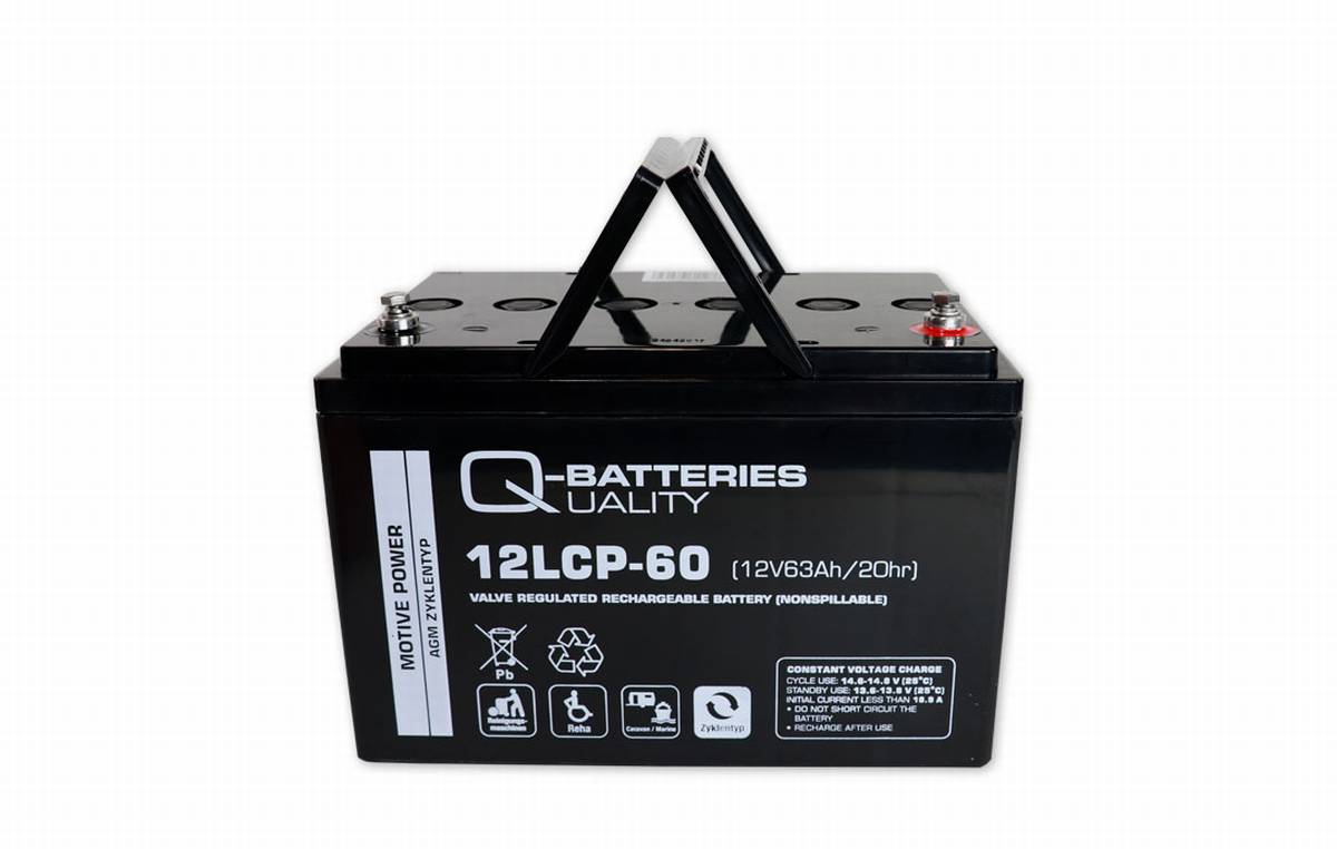 Q-Batteries 12LC-60 AGM Solar und Wohnmobil Batterie 12V 63Ah