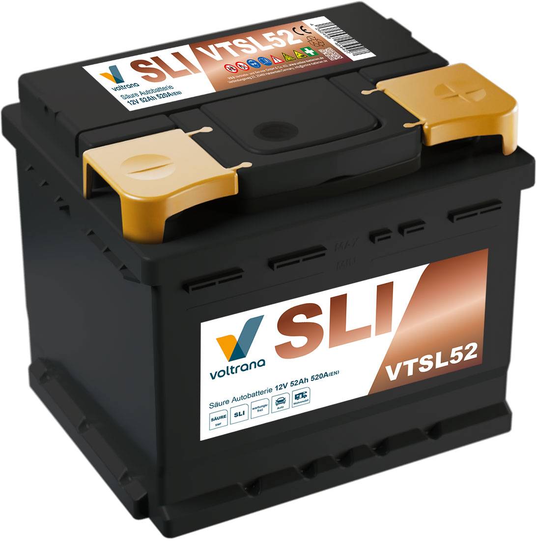 Voltrana Säure SLI Autobatterie 52Ah 12V 520A VTSL52