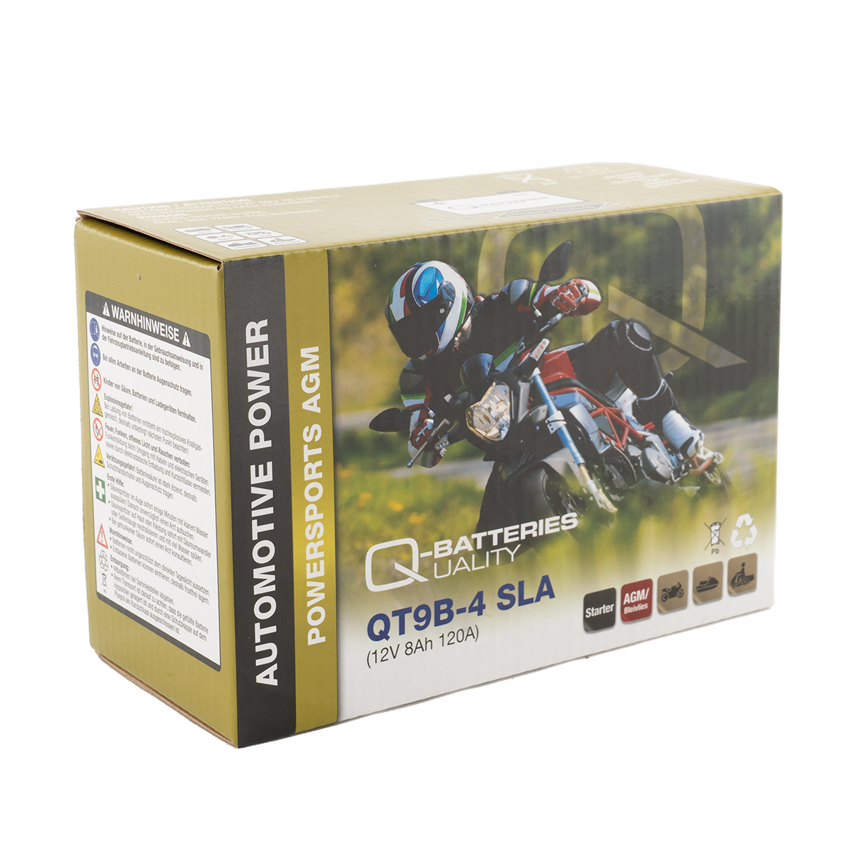 Q-Batteries QT9B-4 AGM Motorradbatterie 12V 8Ah 120A