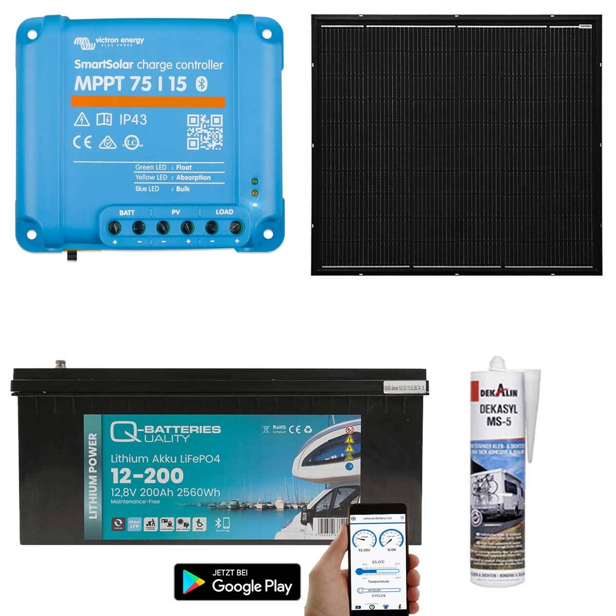 a-TroniX Solaranlage Wohnmobil 220W mit 200Ah Lithium Batterie und Victron MPPT Laderegler