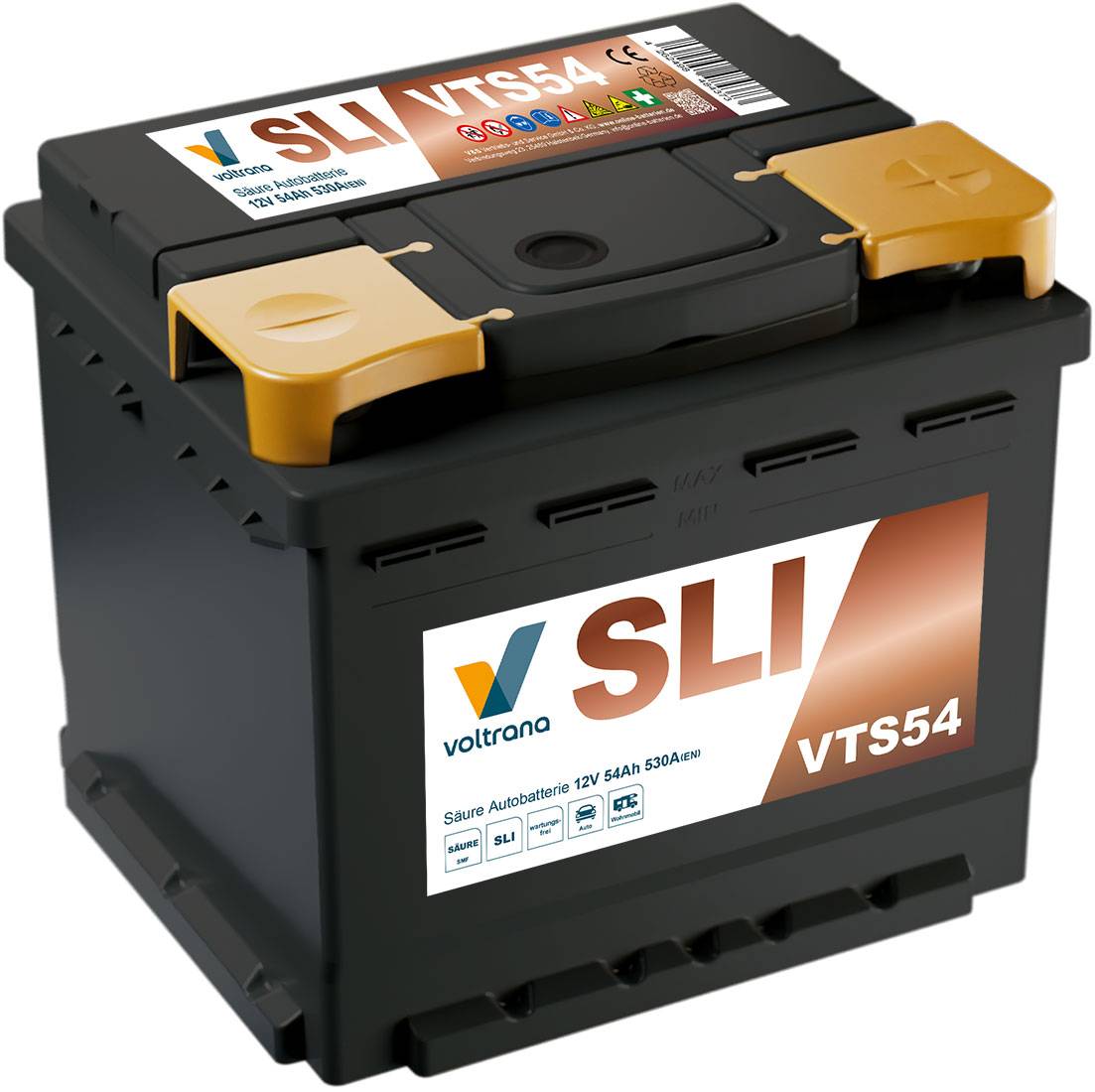 Voltrana Säure SLI Autobatterie 54Ah 12V 530A VTS54
