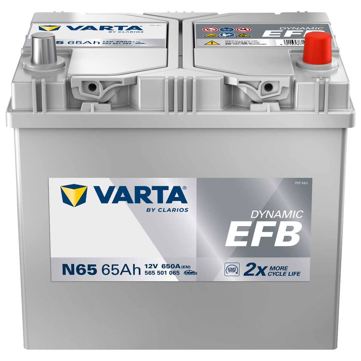 VARTA N65 Blue Dynamic EFB 12V 65Ah 650A Autobatterie Start-Stop 565 501 065