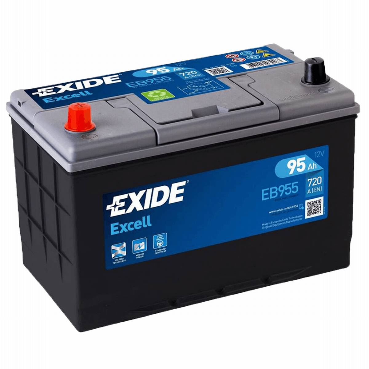 Exide EB955 Excell 12V 95Ah 720A Autobatterie