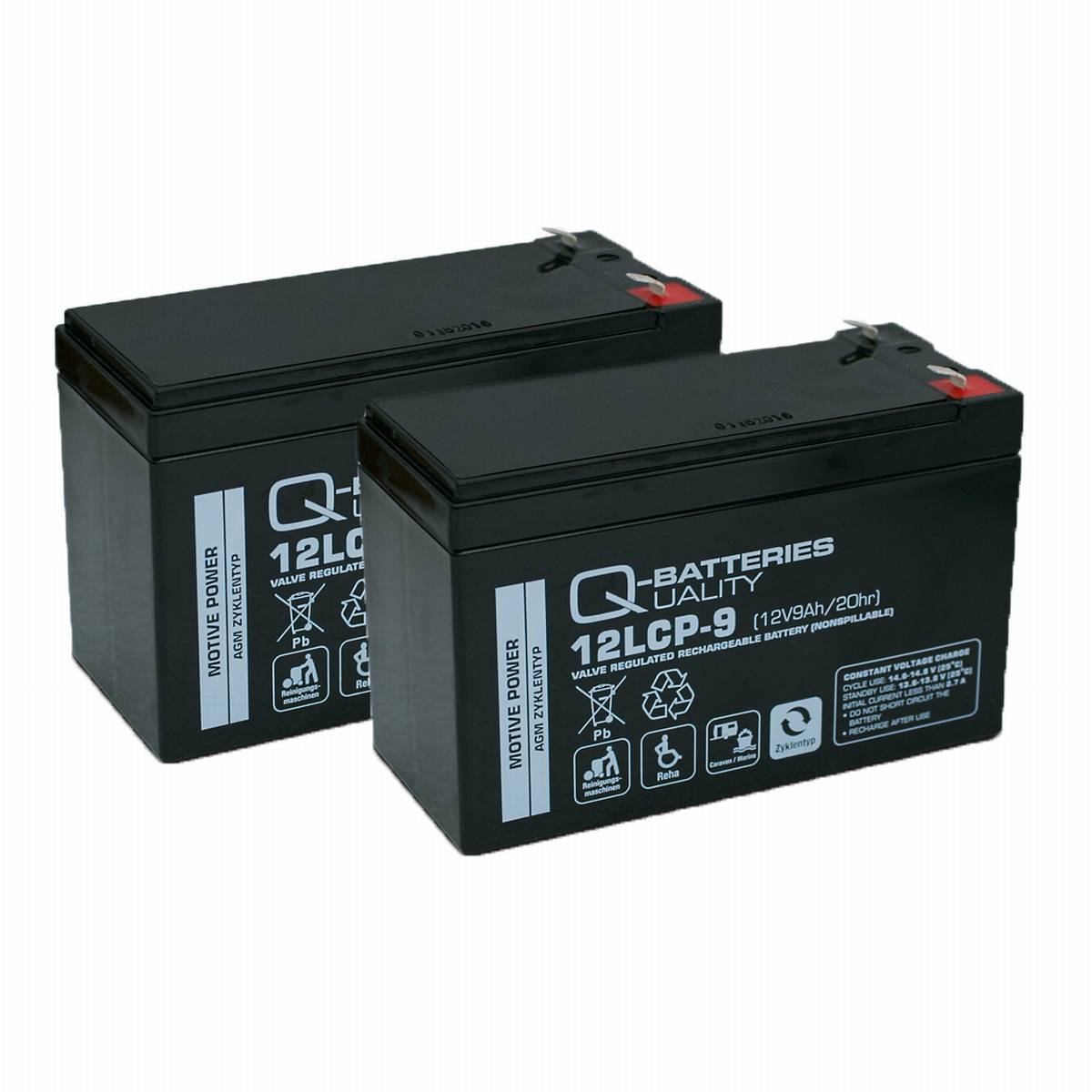 Q-Batteries Ersatzakku für Treppenlifter 24V 9Ah (2 x 12V) 