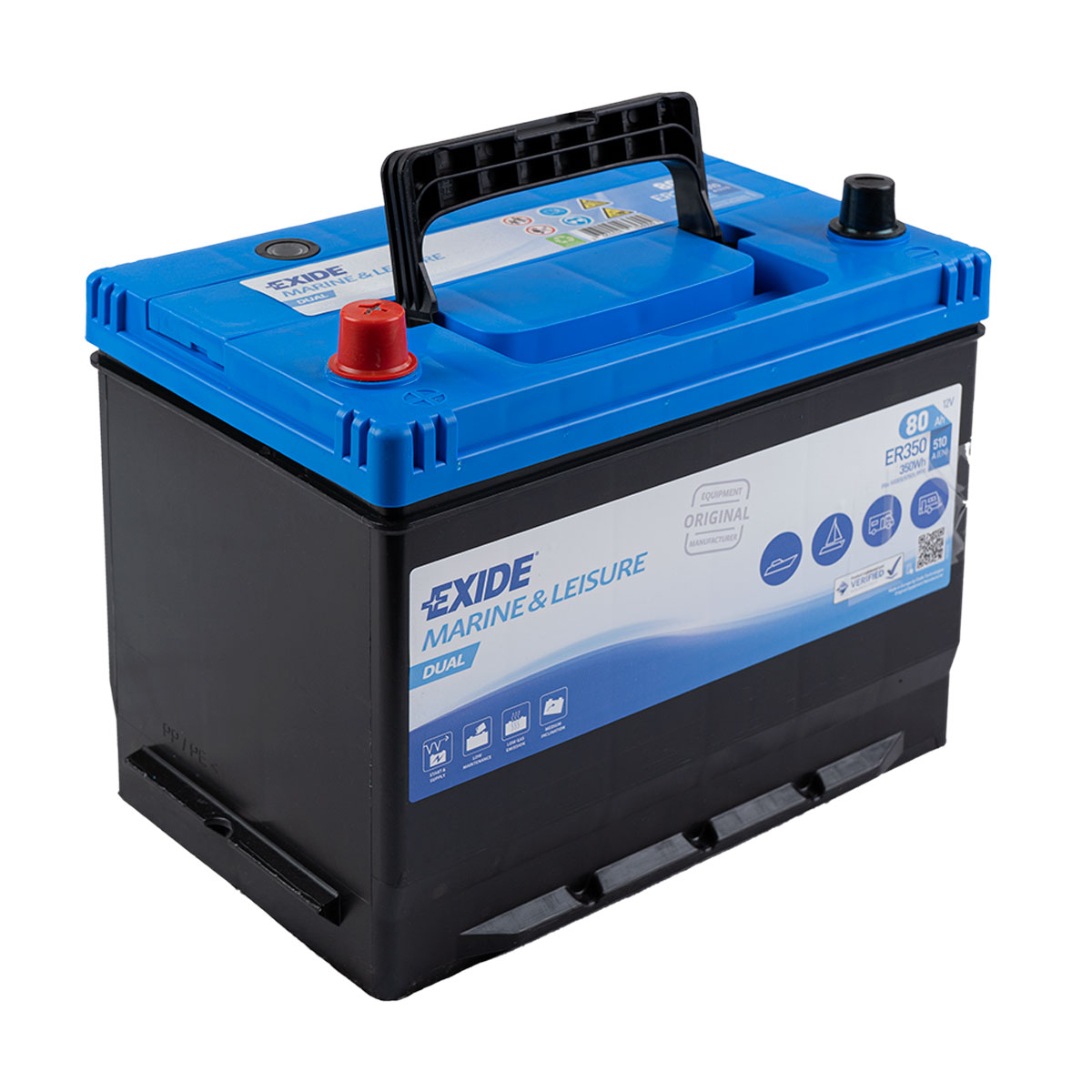 Exide ER350 Dual Versorgungsbatterie Starterbatterie 12V 80Ah 350Wh