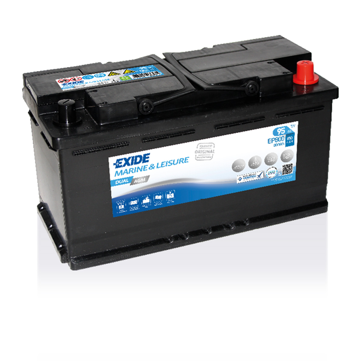 Exide EP800 Dual AGM Versorgungsbatterie Starterbatterie 12V 95Ah 800Wh