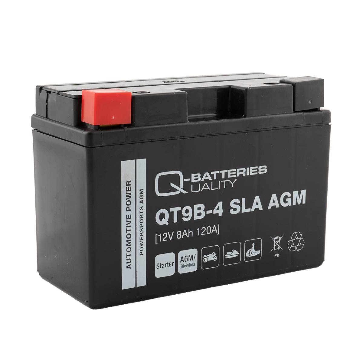 Q-Batteries QT9B-4 AGM Motorradbatterie 12V 8Ah 120A