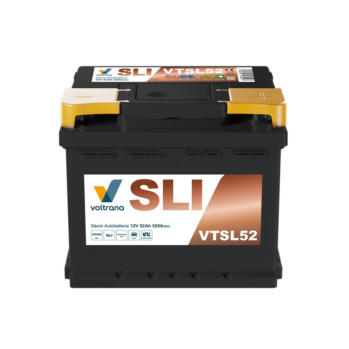 Voltrana Säure SLI Autobatterie 52Ah 12V 520A VTSL52