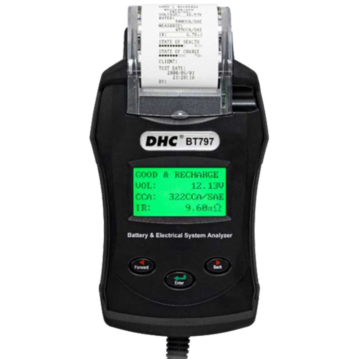 DHC BT797 Batterietester für 6V und 12V Batterien mit integriertem Drucker inkl. 4 AA Batterien